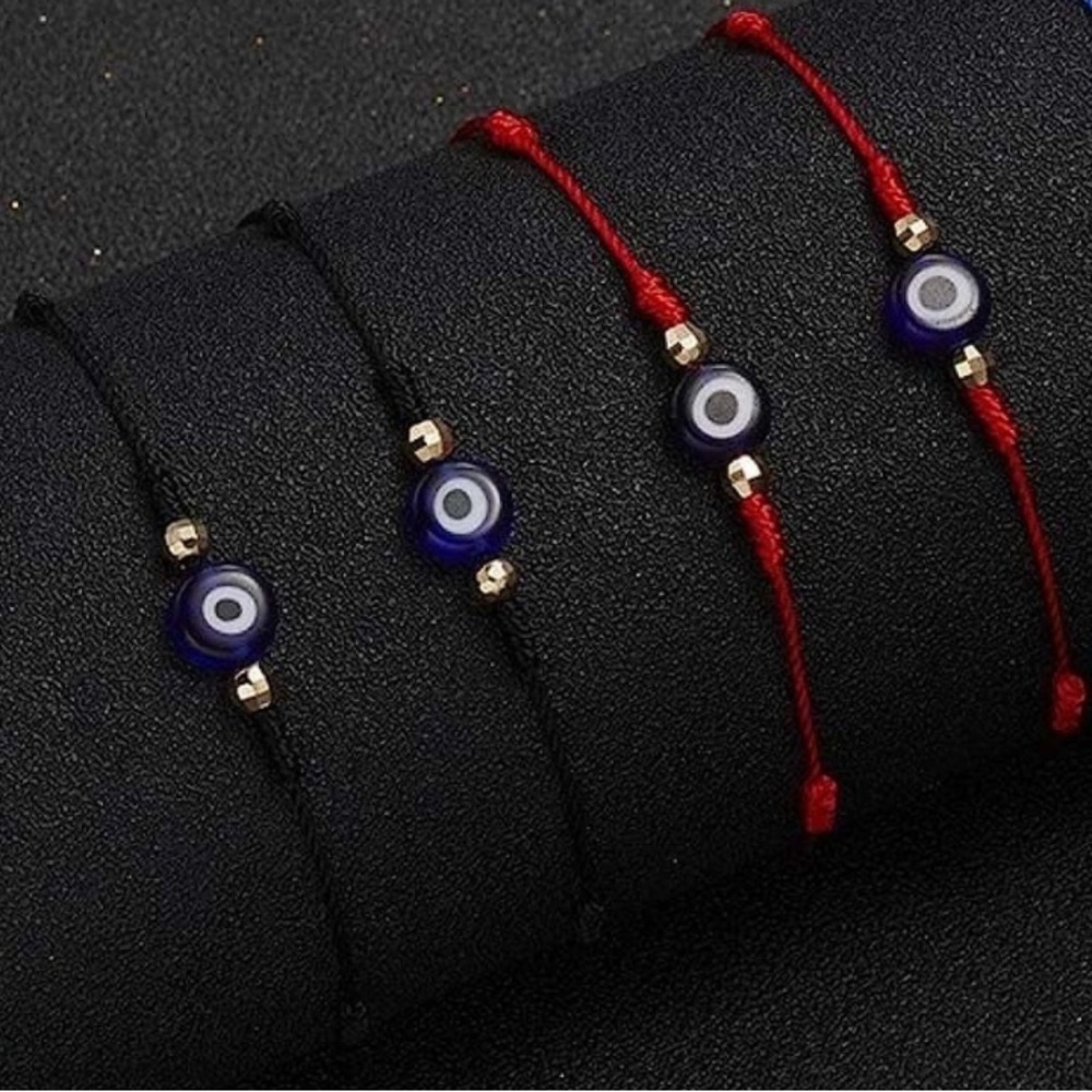 2pc Red and Black Evil Eye Crystal Protection Spiritual Adjustable Brace… - Picture 5 of 6